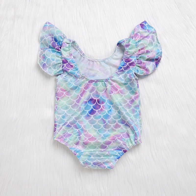 HiHa Toddler Girl Baby Ruffles Mermaid Fish Scale Swimsuit One Piece Swimwear Bathing Sunsuit (One Piece, 18-24months) - Image 3